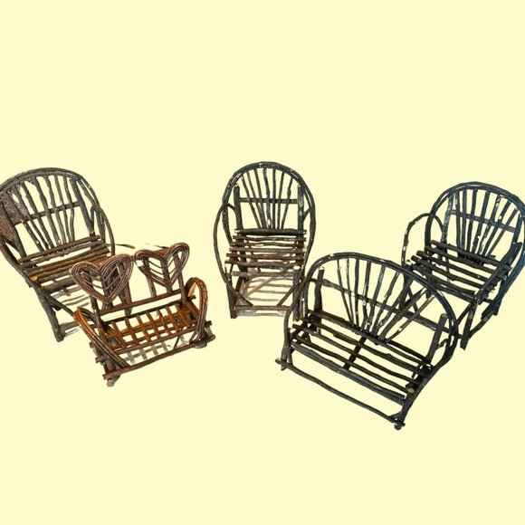 VINTAGE HANDMADE TWIG CHAIRS (3 AVAIL) & COUCHES (2 AVAIL) - Picture 1 of 11